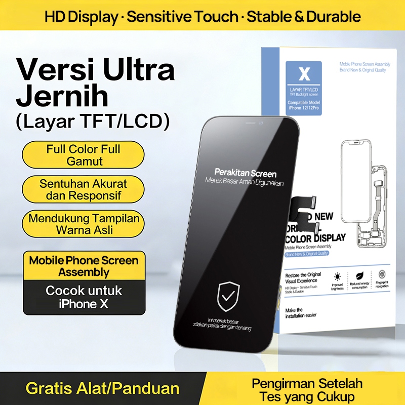 Layar LCD iPhone X Original – High Gamut Fullset – Ganti Layar Dalam + Alat Pasang + Garansi – Tes K