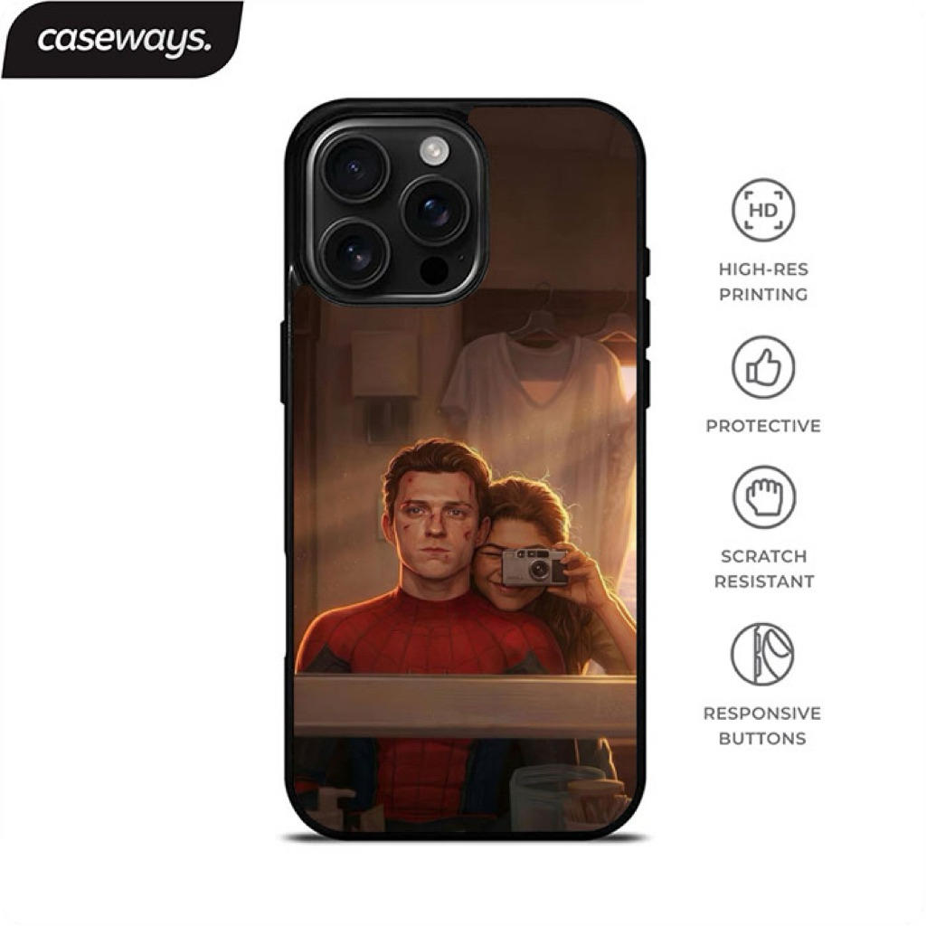 Custom Case Casing Iphone 17 16 15 14 13 12 11 XR PLUS PRO MAX MINI - couple spiderman mj