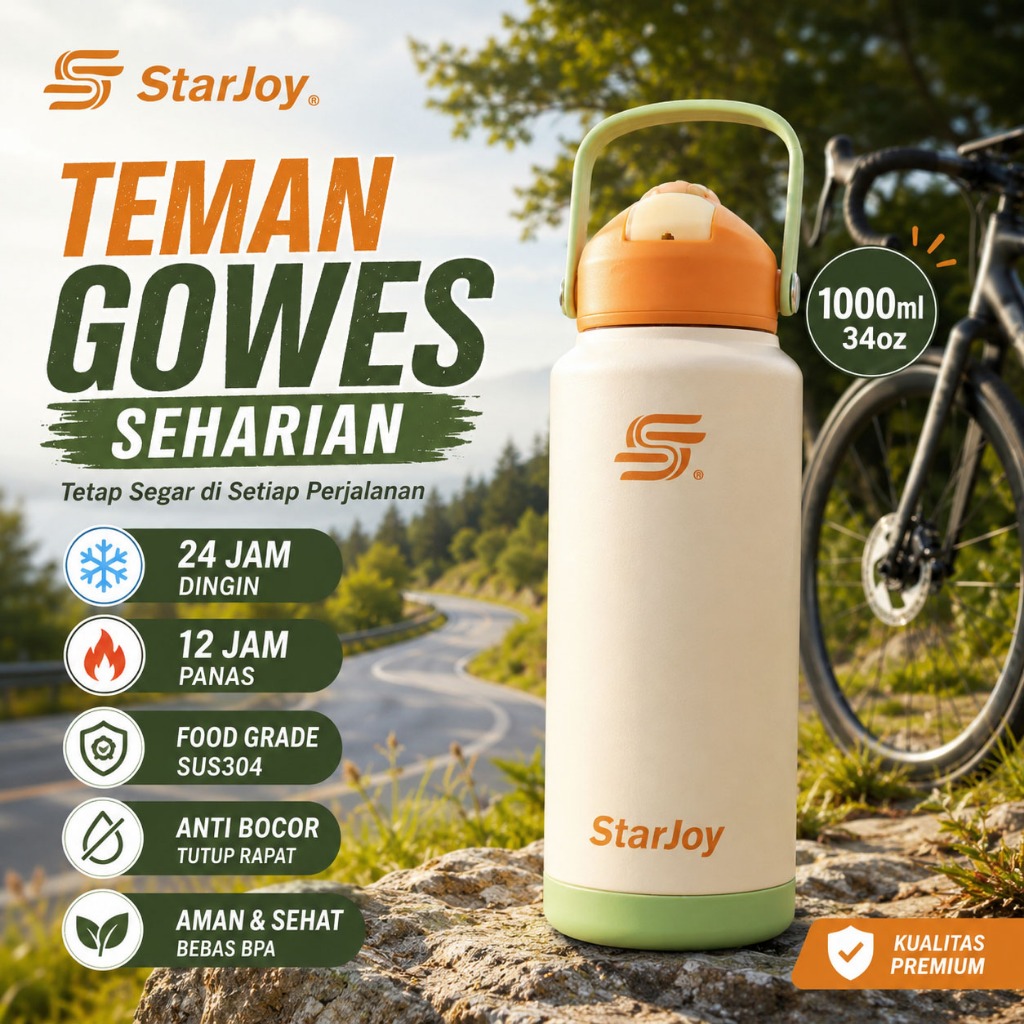 Tumbler 1000ML Kapasitas Besar | Gelas Kopi | Termos Portable