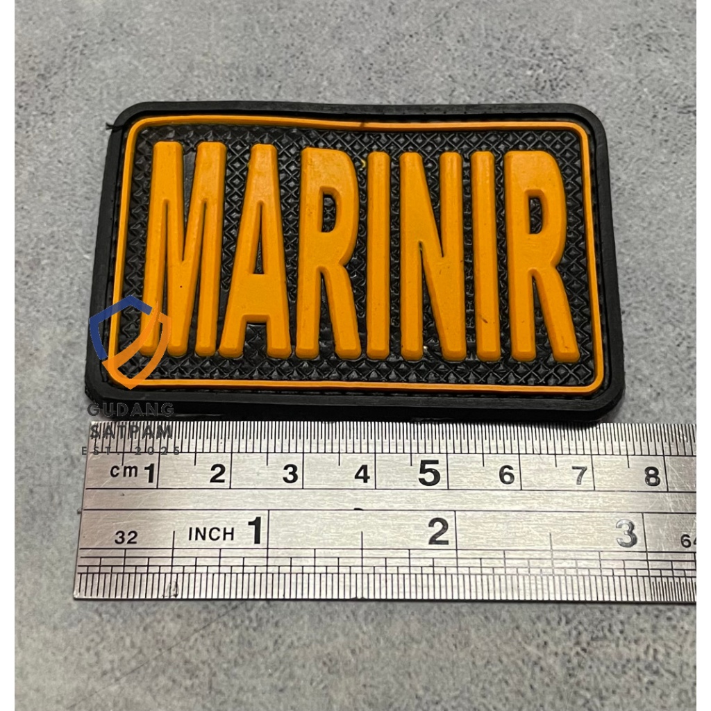 Patch Marinir (Tulisan Kuning) - Tempelan Rubber Velcro Marinir AL Karet