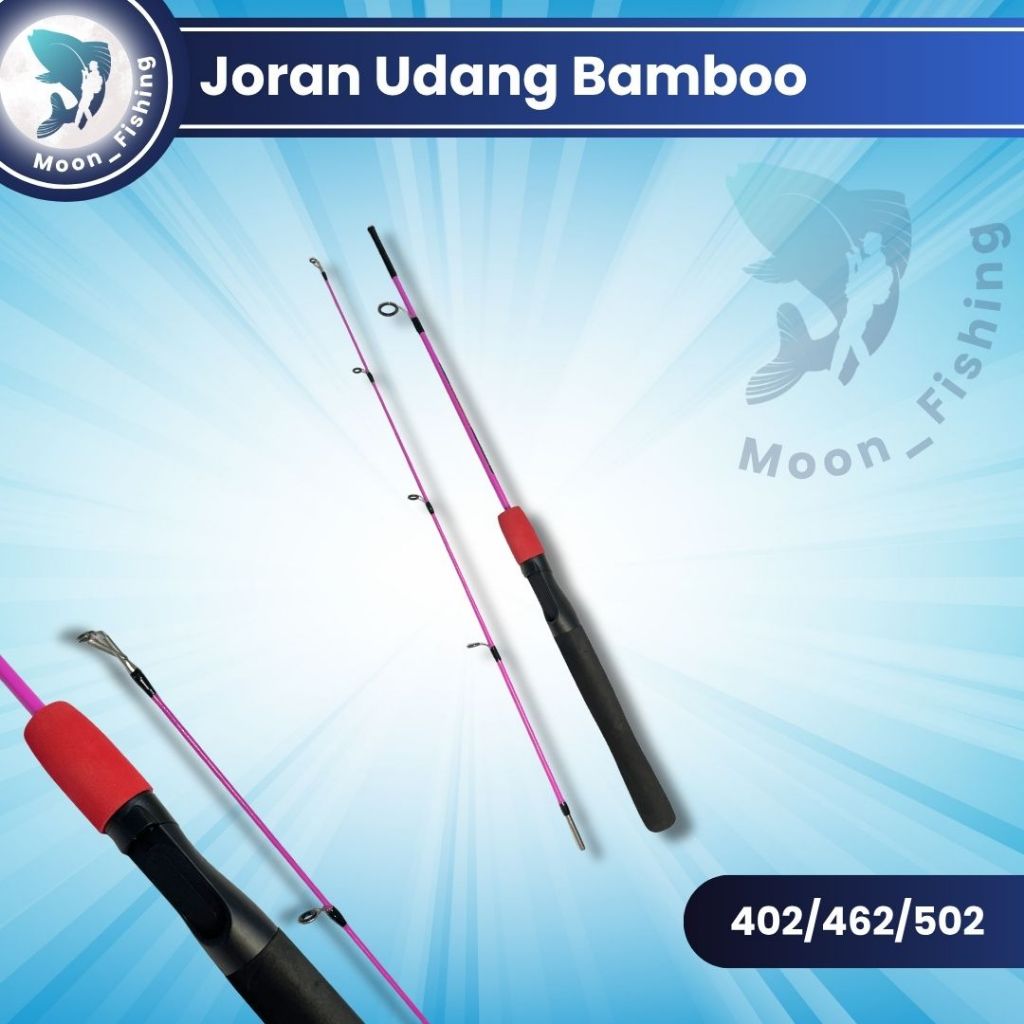 Joran Set Pancing Sambung 2 Udang Bamboo Lentur dengan Reel Free Benang