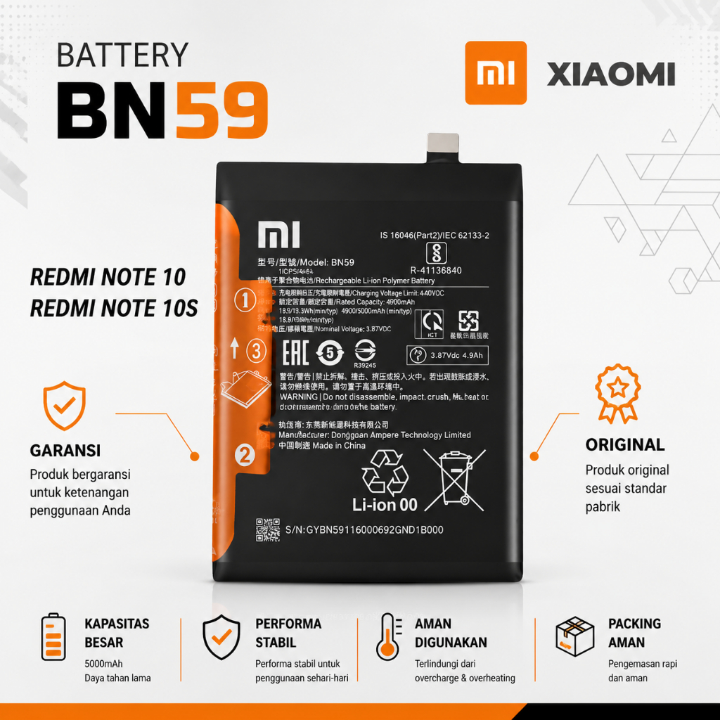 baterai bn59 redmi note 10 redmi note 10s