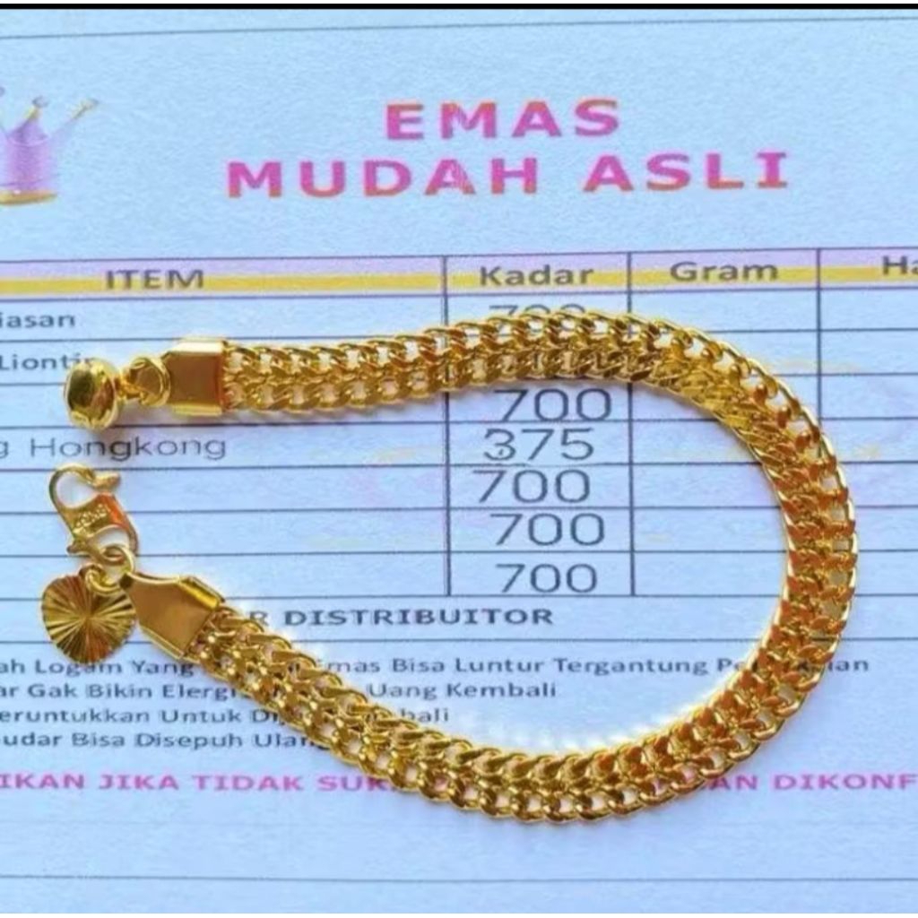 Gelang wanita motif tikar berlapis emas muda dapat surat dari toko