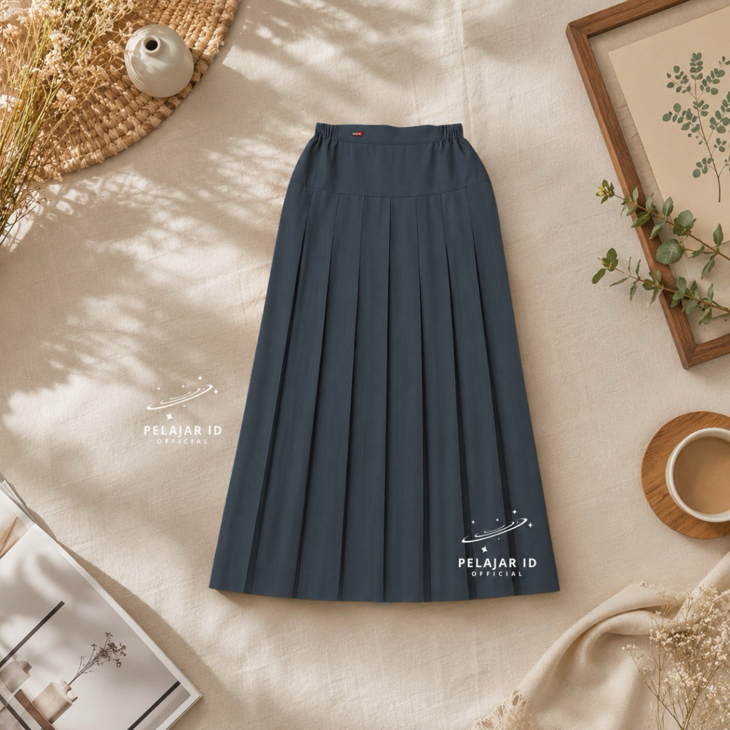 Rok SMA abu rempel bawah pinggang Abu Baping abu Coklat Cokelat Putih Hitam