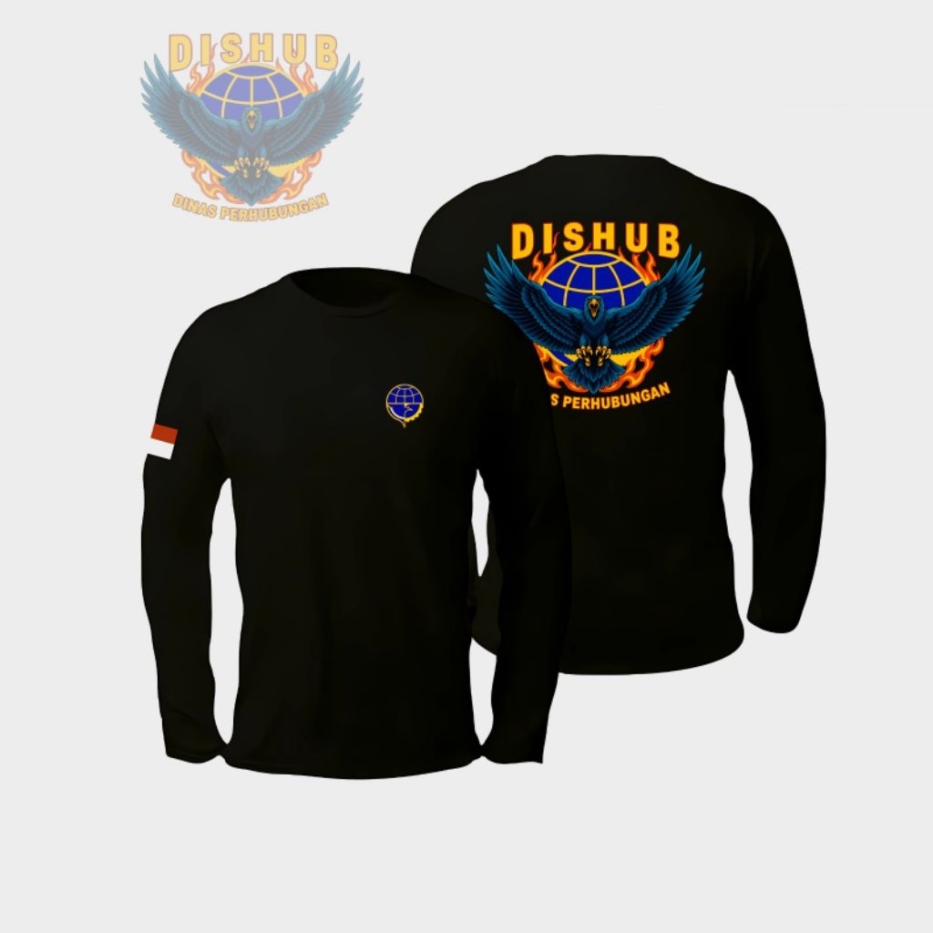 kaos Dishub/baju Dinas perhubungan lengan panjang warna hitam