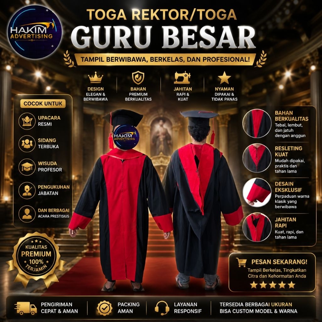 Toga guru besar toga rektor toga senat berkualitas ready stock