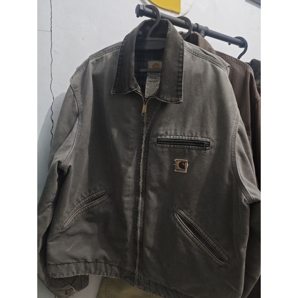 Vintage carharrt j97 detroit jacket - faded distred metalic gray