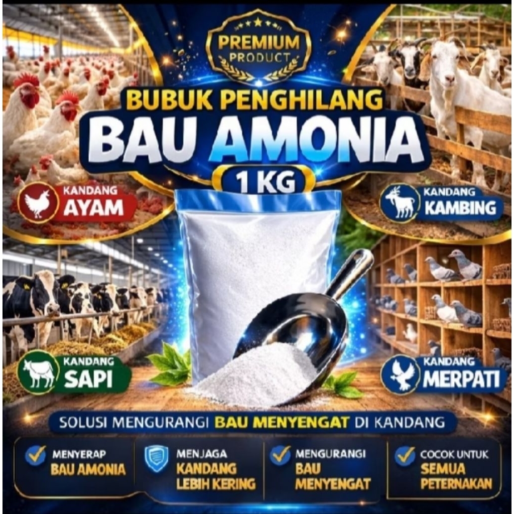 BUBUK PENGHILANG BAU AMONIAK KANDANG HEWAN KEMASAN 1KG