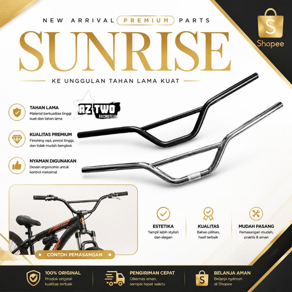 STANG SEPEDA STANG SUNRISE BAR HANDLEBAR SUNRISE SEPEDA MTB BMX FEDERAL COMMUTER BIKE