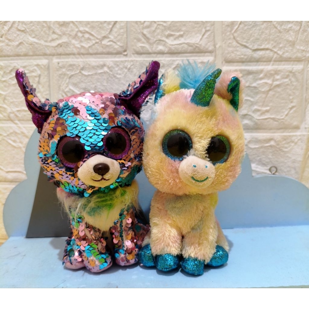 boneka unicorn ty sequin rainbow