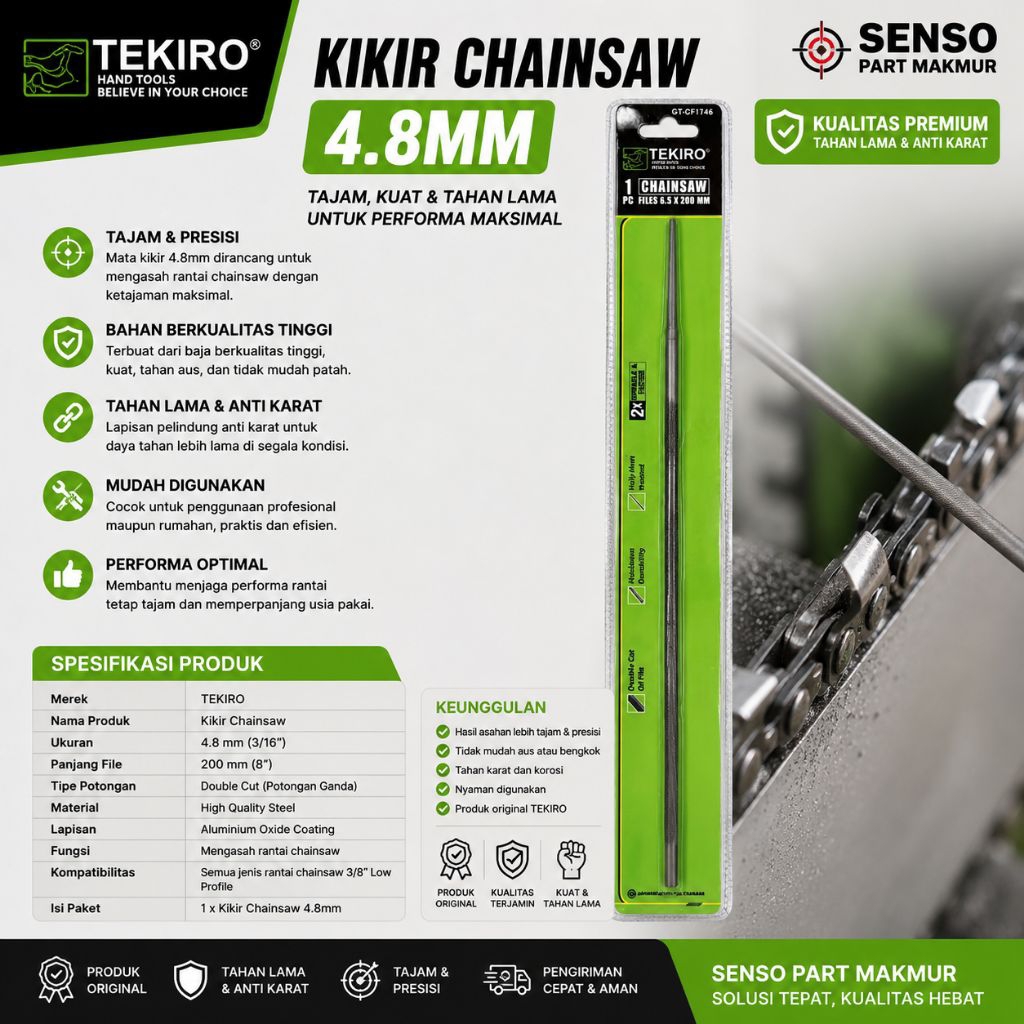kikir chainsaw 4.8 MM cocok untuk chainsaw mini tekiro