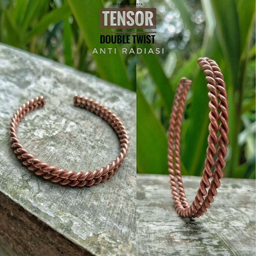 GELANG TENSOR RING DOUBEL TWIST Gelang Tangan & Kaki Wanita Pria Tembaga Murni Asli 100% Ring Vintag