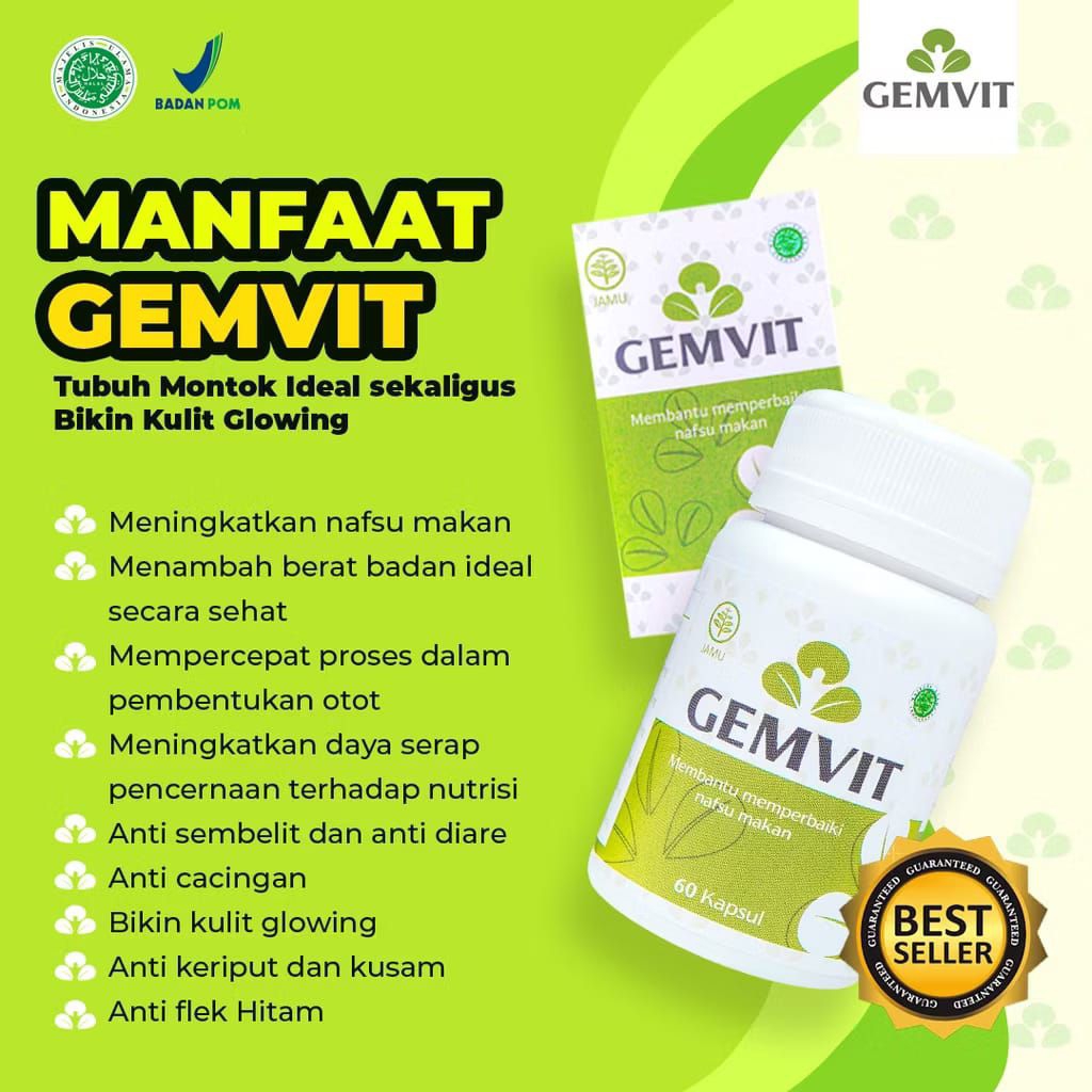 Gemvit  Suplemen Gemuk Dan Pencerah Wajah Asli Original