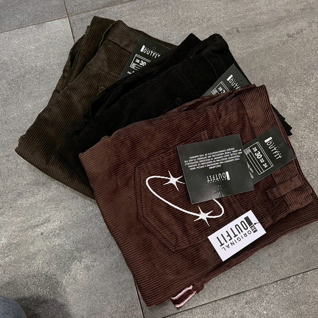 Celana Corduroy Selvedge Baggy Pria Panjang