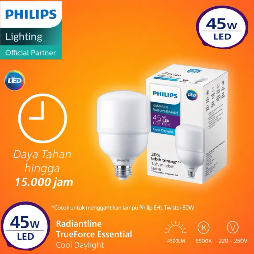 Lampu led Philips 45W cahaya putih terang hemat energi
