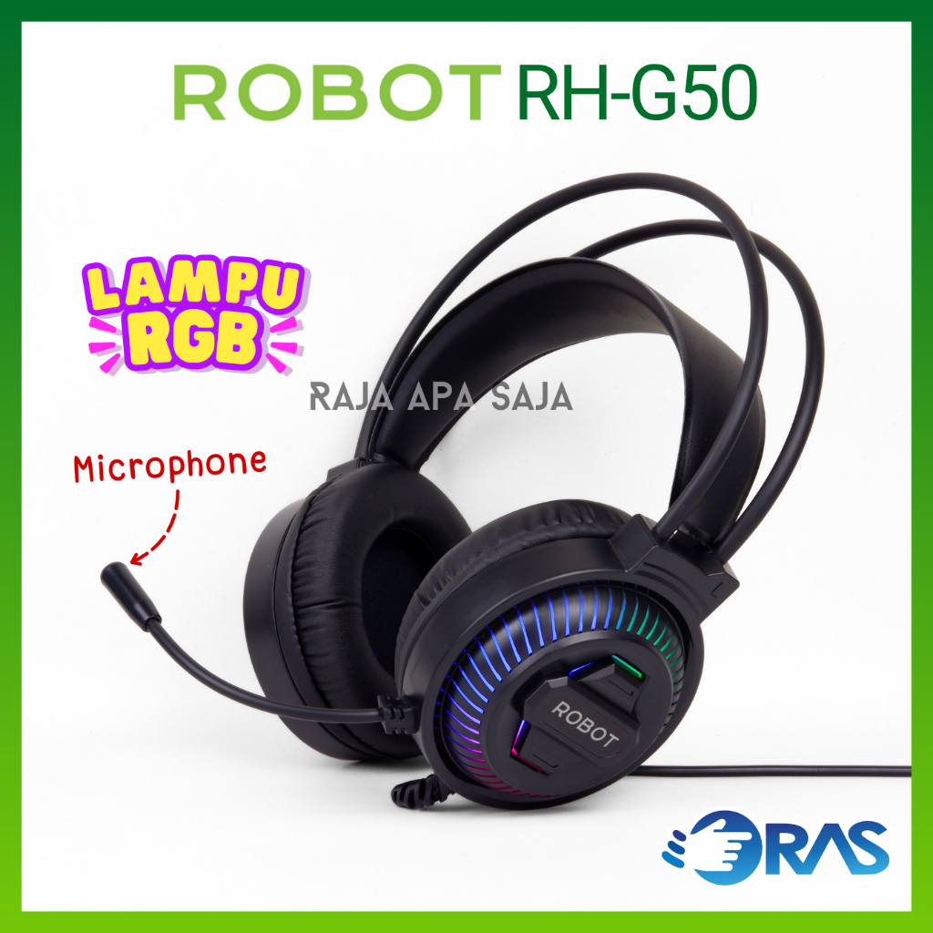 HEADSET GAMING RGB Headphone Full Bass Stereo Gamers Earphone Handsfree Bando PC Komputer Laptop Rob