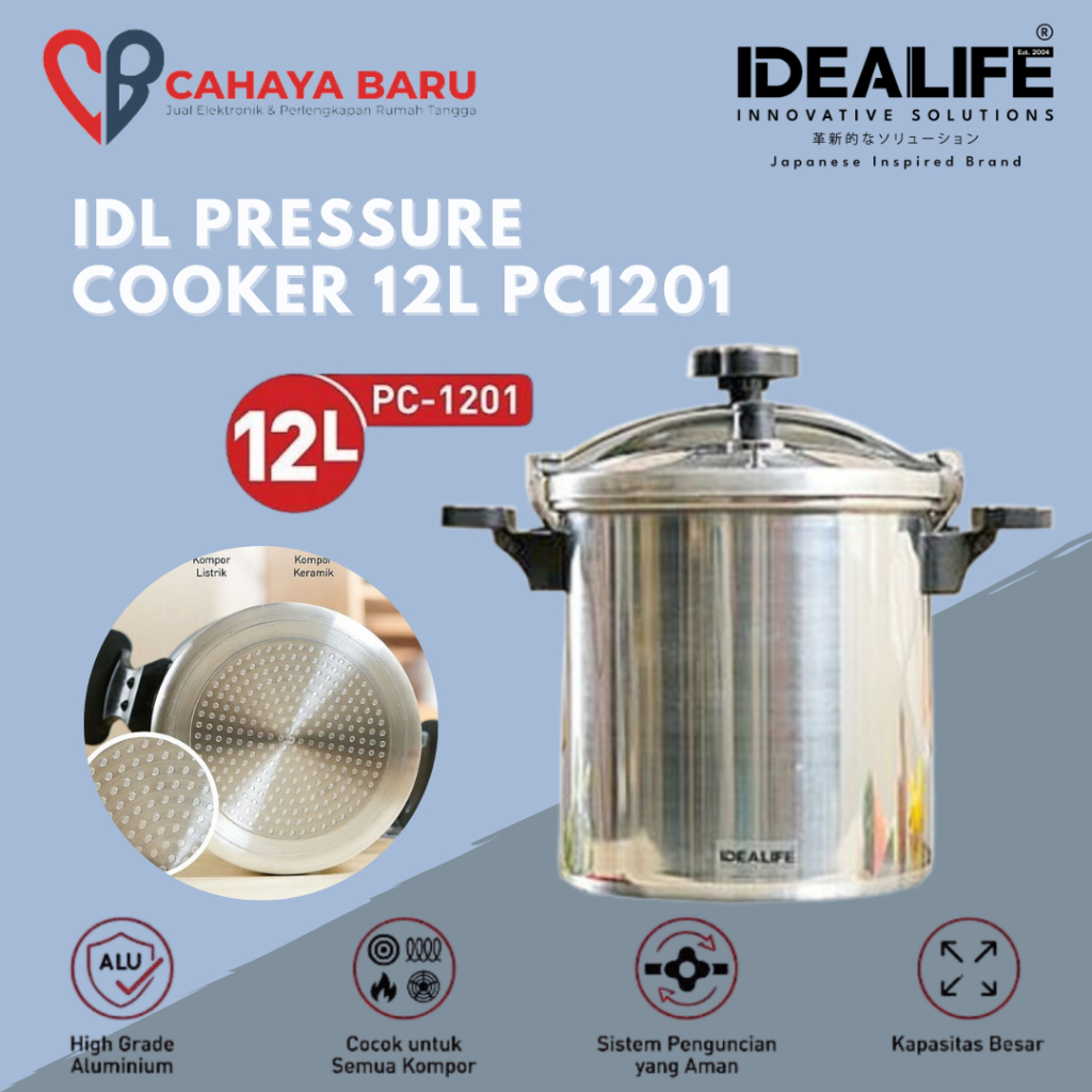 IDEALIFE PRESSURE COOKER 12L PC1201