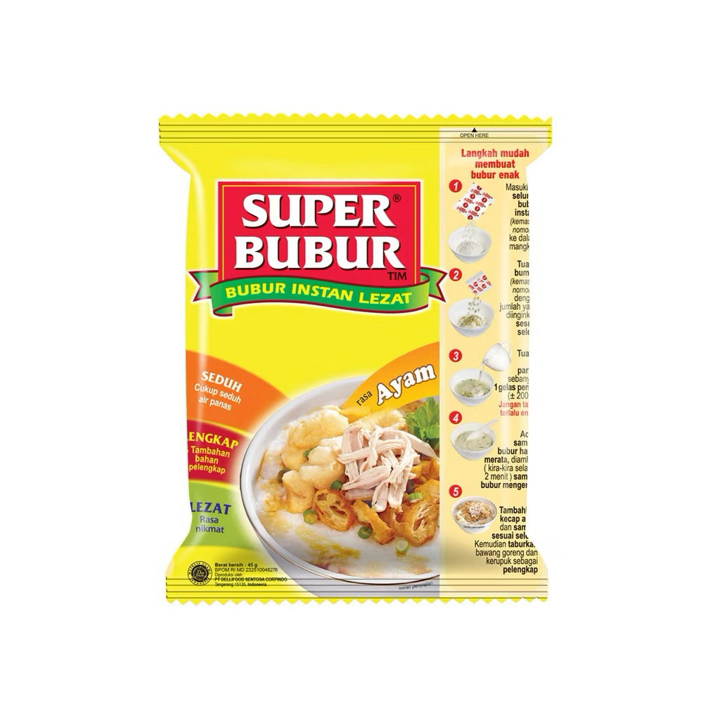 Super Bubur AYAM 1 Dus isi  40 Pcs, Beras Asli Chicken Porridge Instant Besar Dus