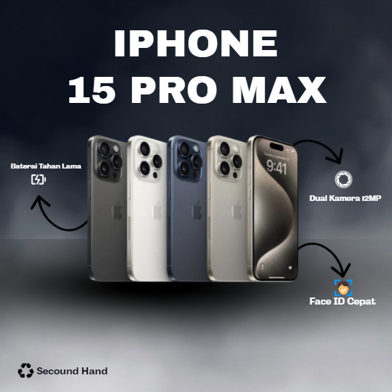 SPayLater IPHONE 15 PRO MAX WIFI ONLY 128GB/256GB SECOND FULLSET