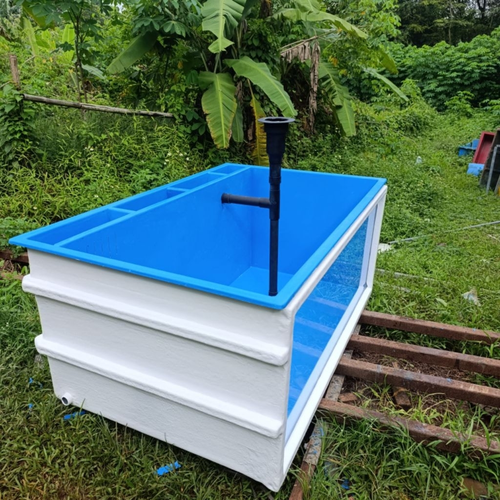 Bak /aquarium ikan hias 150x100x90+ kaca + filter belakng+mushroom costume fiberglass