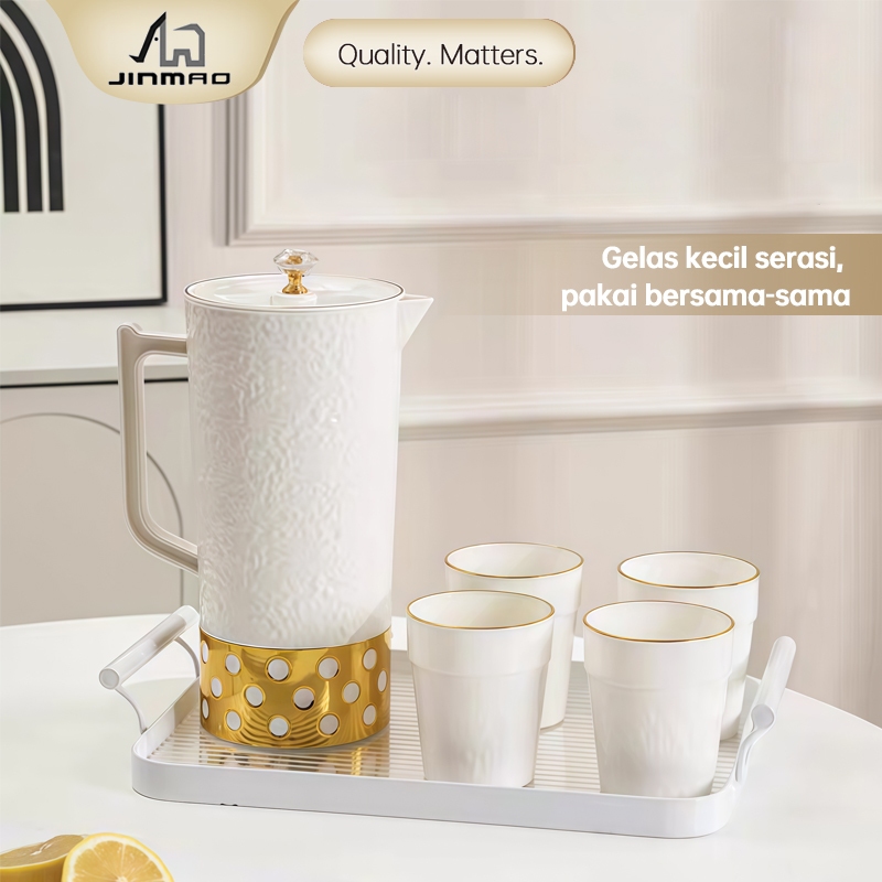 Teko Air Set 5 In 1 Ceret air Plastik Tempat Air Mewah Estetik Wadaha Air Minimalis Tutup Rapat Anti