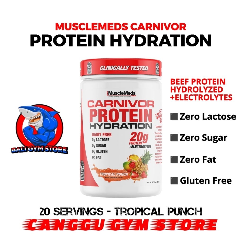 Musclemeds USA CARNIVOR PROTEIN HYDRATION 20 Servings Protein Drinks Beef Protein Isolate Clean Elec