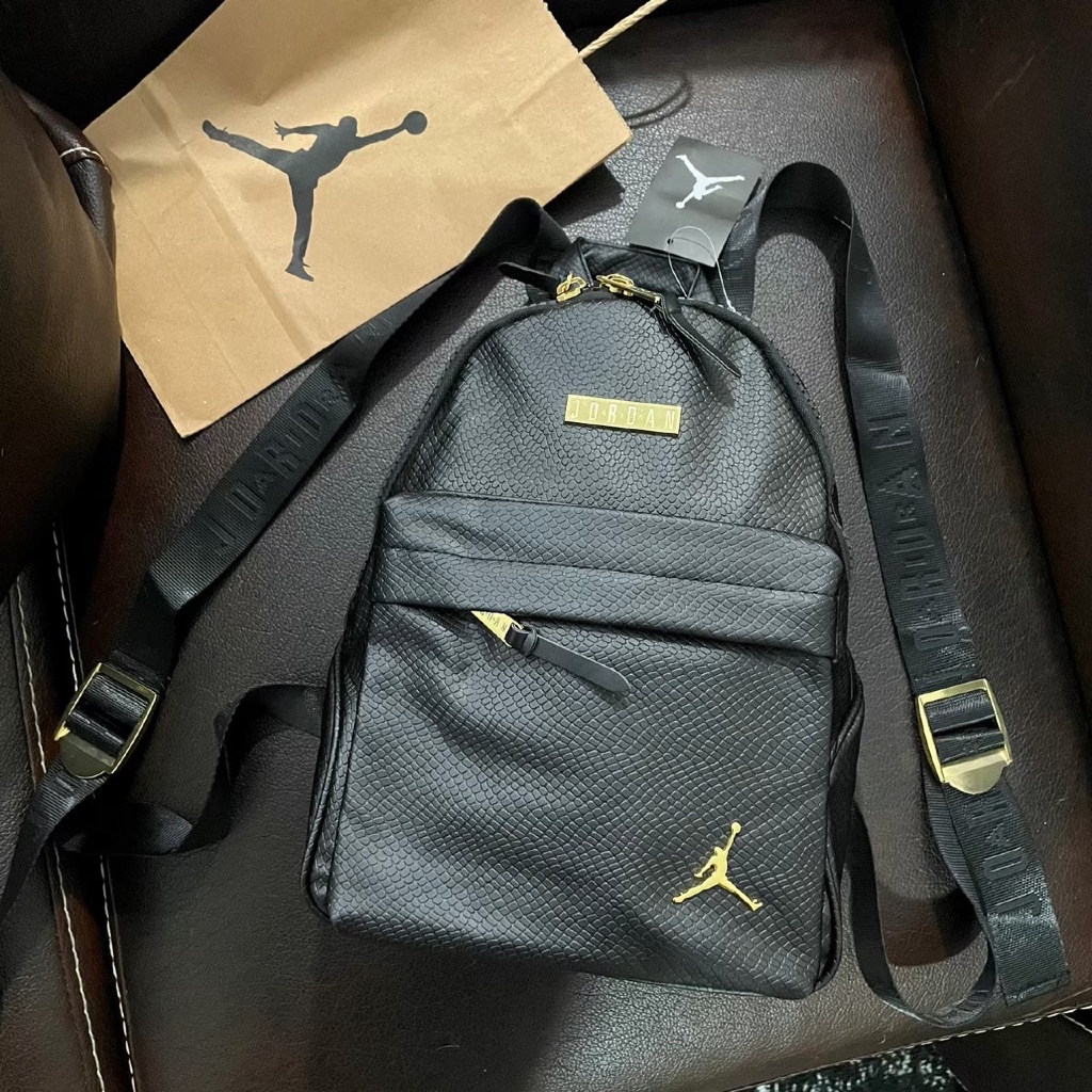 TAS RANSEL JORDAN REGAL KULIT ORIGINAL BLACK GOLD BACKPACK / TAS RANSEL PRIA WANITA / TAS RANSEL MIN