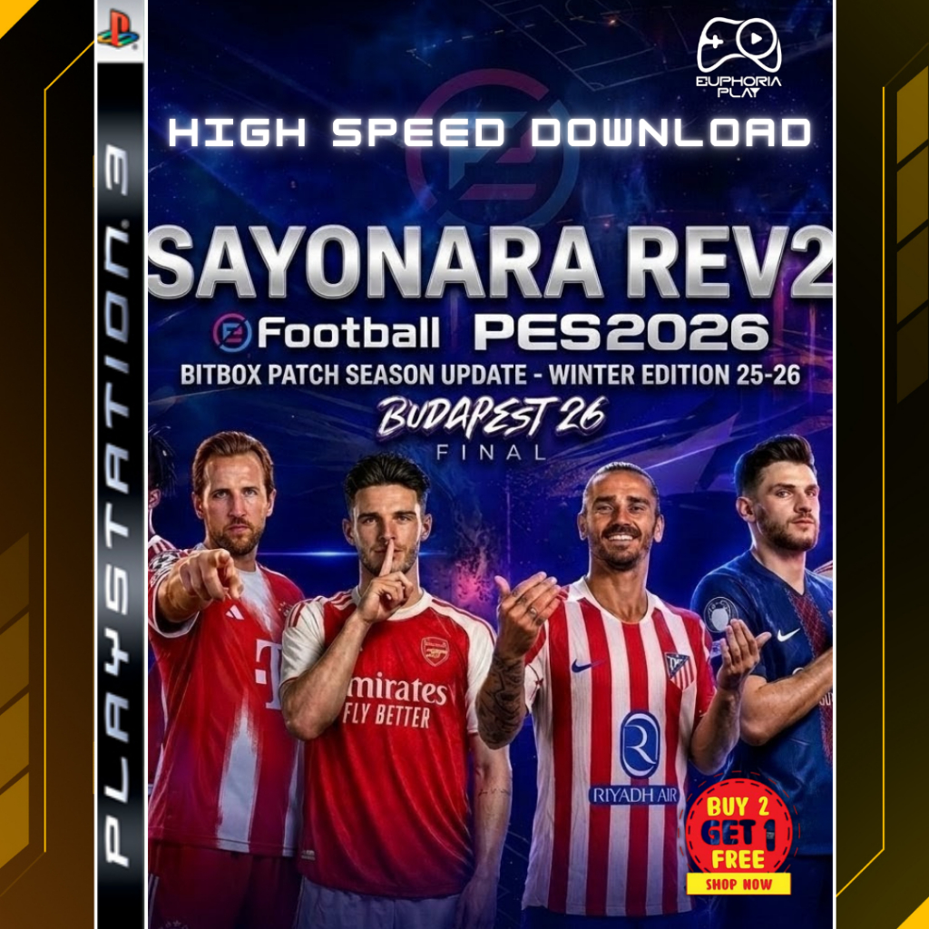 EFOOTBALL PES 2026 – BITBOX PATCH WINTER SEASON UPDATE SAYONARA REV. 2 – Game PS3 HEN Digital (Forma