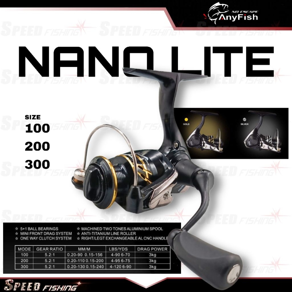 Reel Anyfish Nano Lite 100 200 300 Reel Pancing Mini Tegek Ultralight