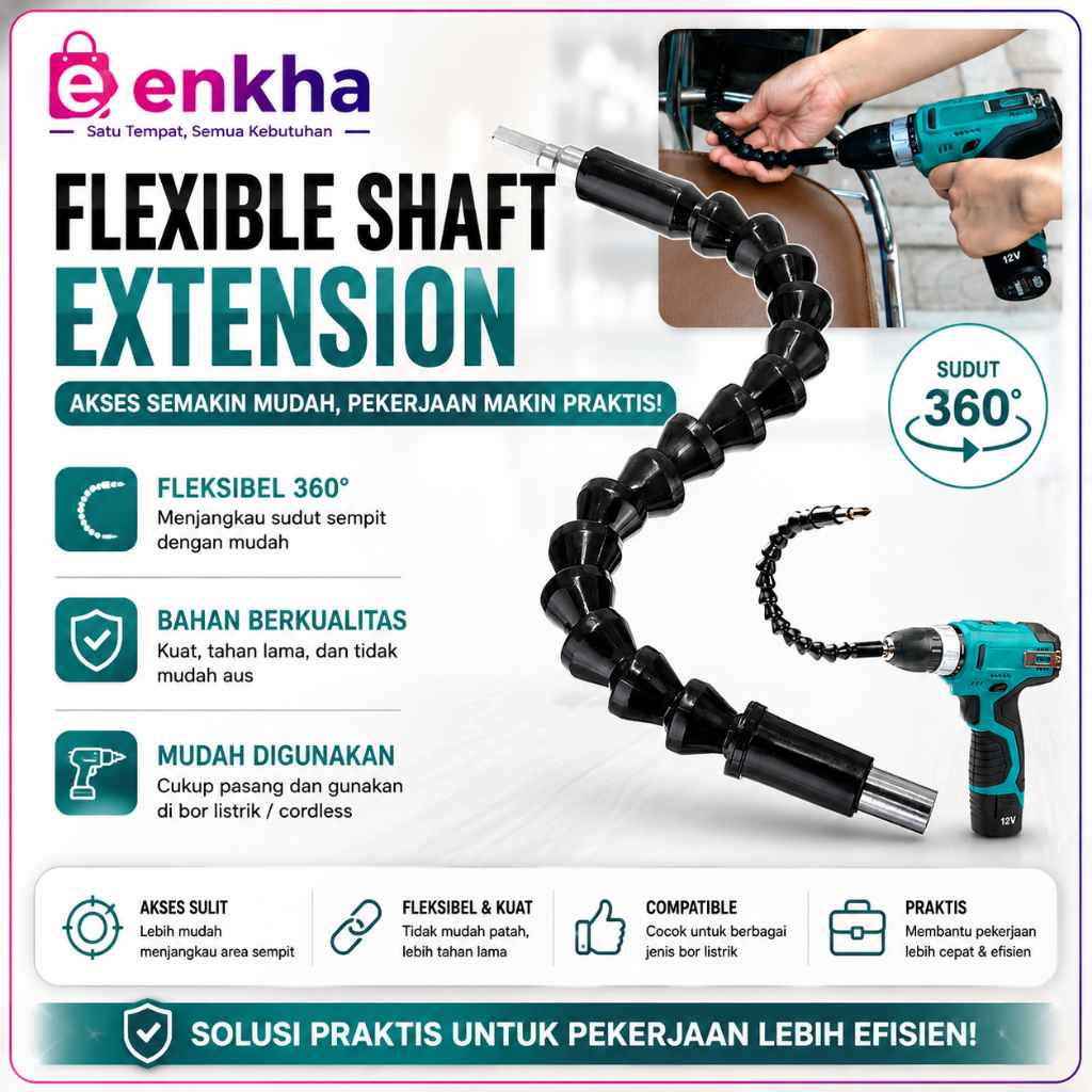 Adapter Ekstensi Kepala Obeng Bor Listrik Fleksibel 1/4 Inch 290mm Flexible Shaft Extension untuk Ar