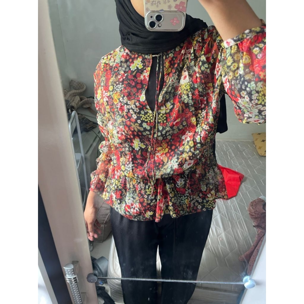 Zara Flower Sheer Blouse
