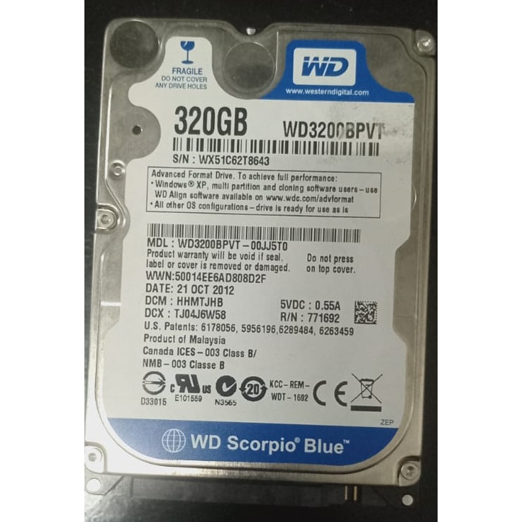 HARDISK LAPTOP WD 320 GB