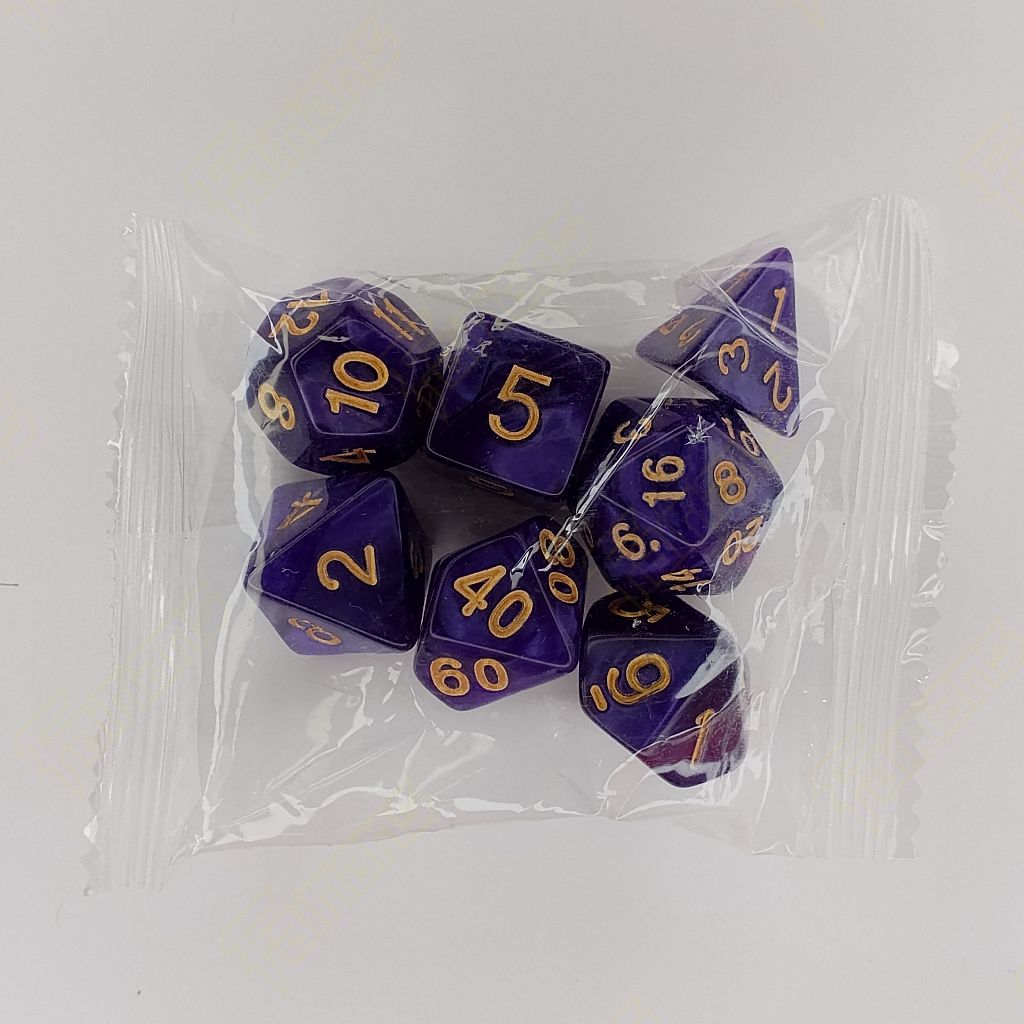 Dadu/Dice DND Polyhedral set isi 7 (Jade Purple)