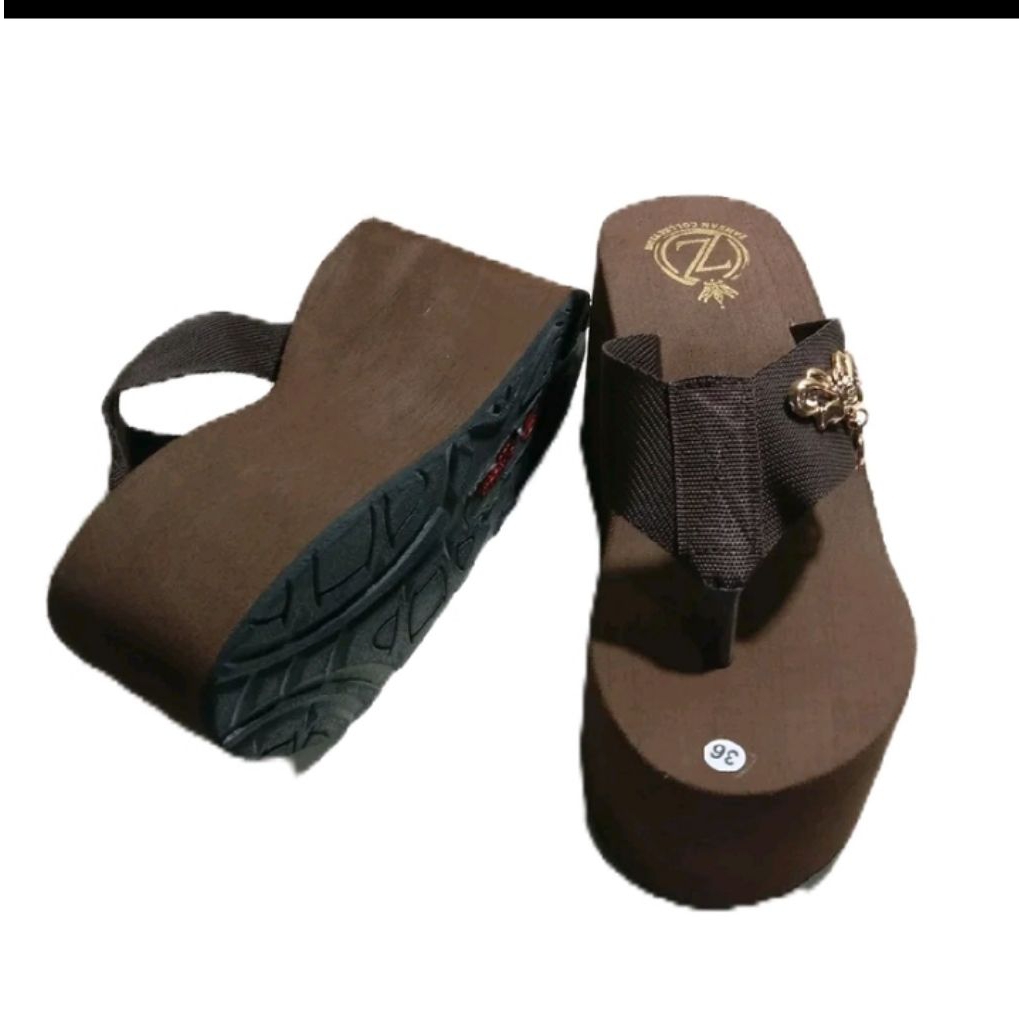 sandal wedges 10cm jepit besar polos