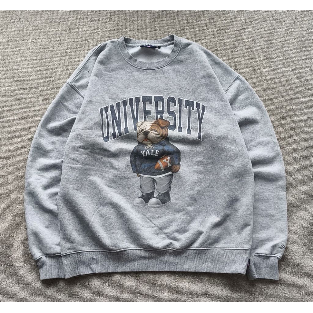 YALE UNIVERSITY LOGO CREWNECK SWEATSHIRT ABU GRAY SZ XL