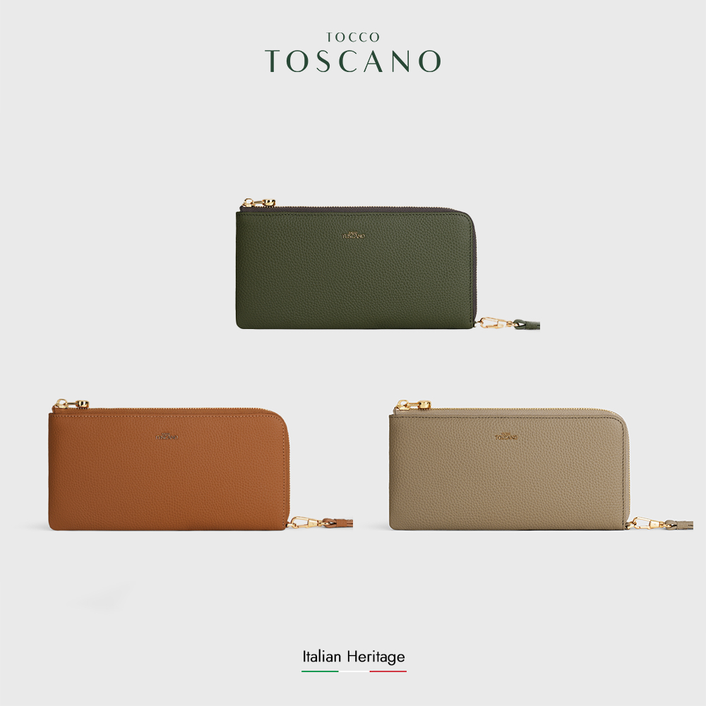 Tocco Toscano Aimee L-zip Wristlet Clutch - Dompet Wanita Kulit Sapi Asli
