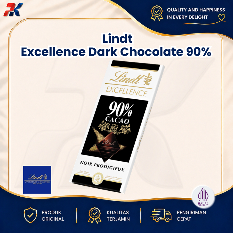 Lindt Excellence Dark Chocolate 90% | Cokelat Import Premium 90% Cocoa