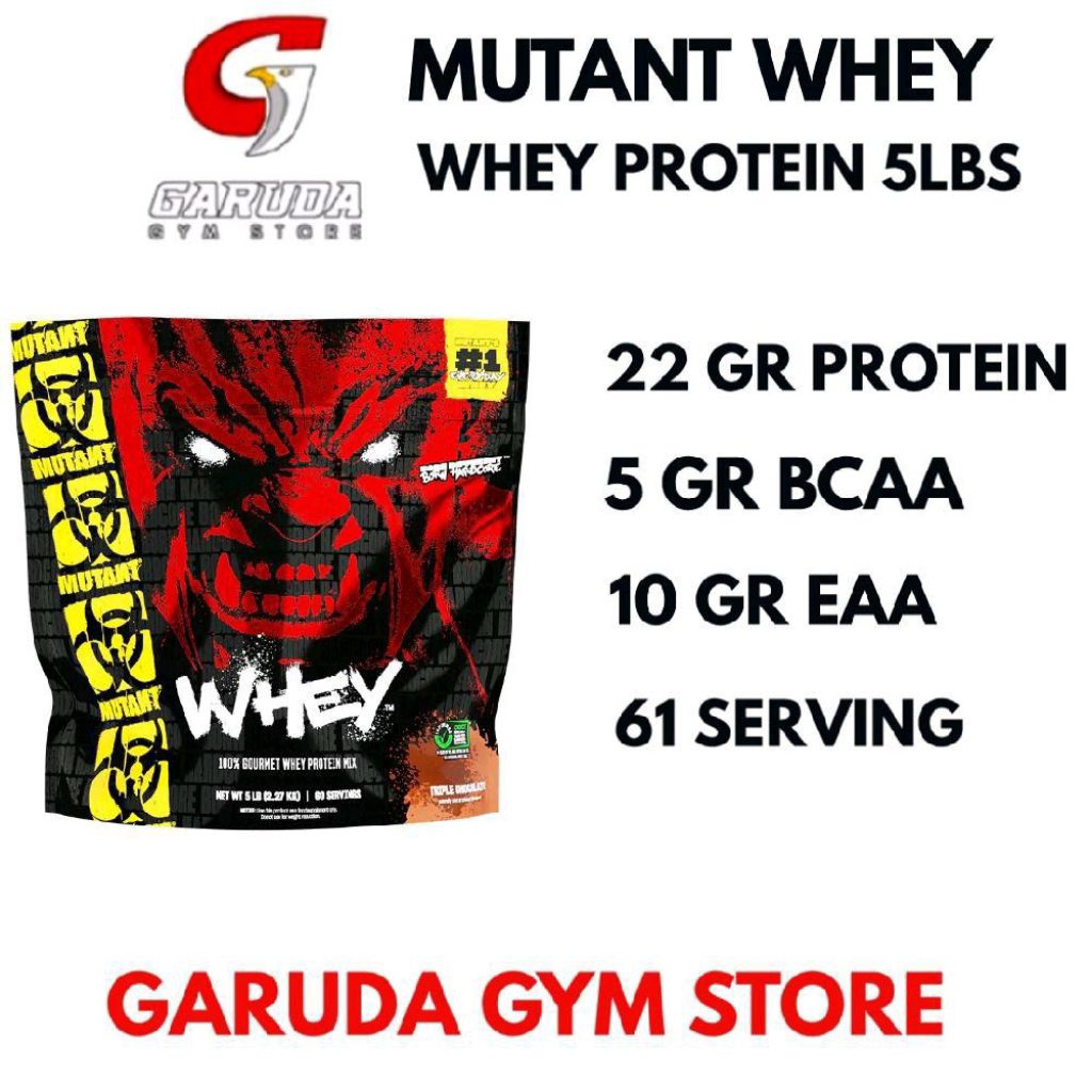 MUTANT WHEY Protein 5 LBS BPOM Whey Protein 2.27kg 61 Servings Muscle Recovery