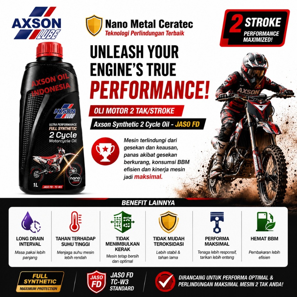 Oli Motor 2 Tak/Stroke Axson Synthetic 2 Cycle Oil - JASO FD