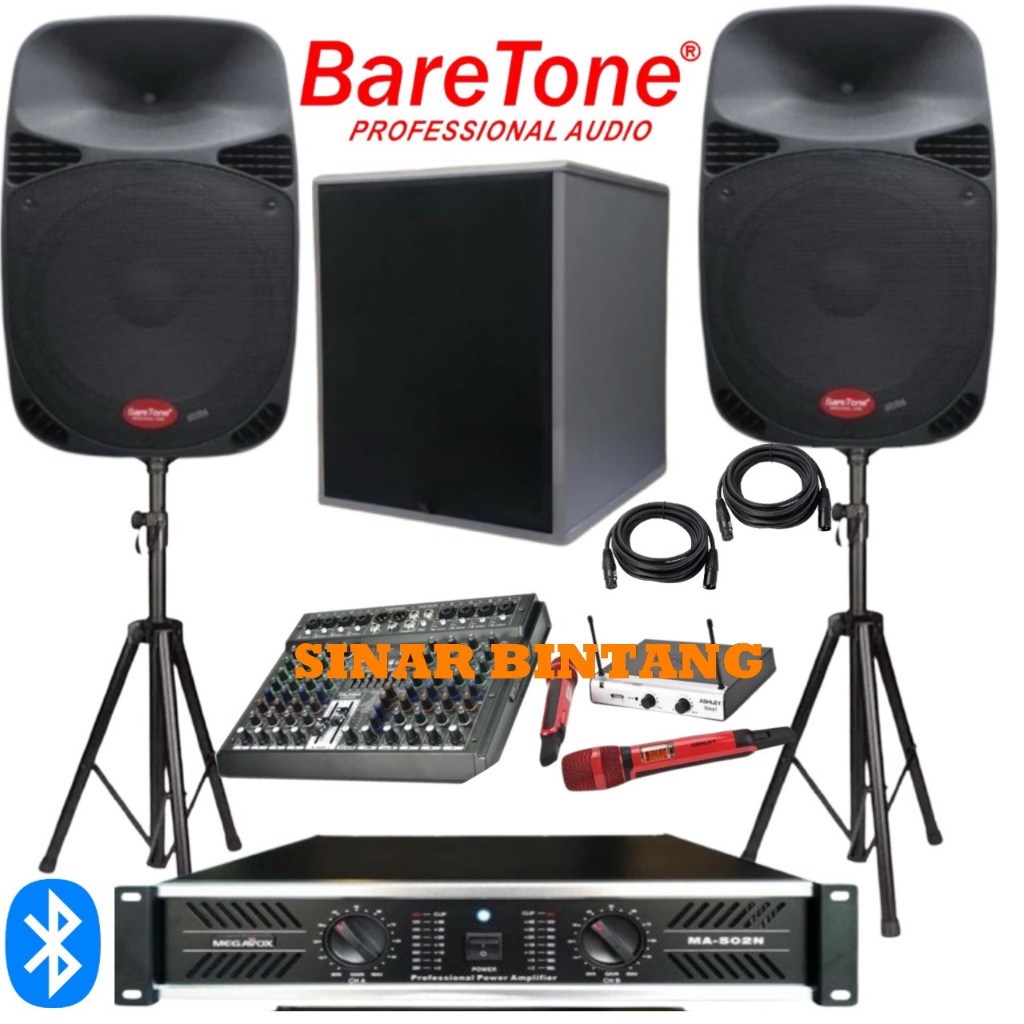 Paket speaker baretone 15 inch outdoor/ indoor sound system subwoofer 12 inch