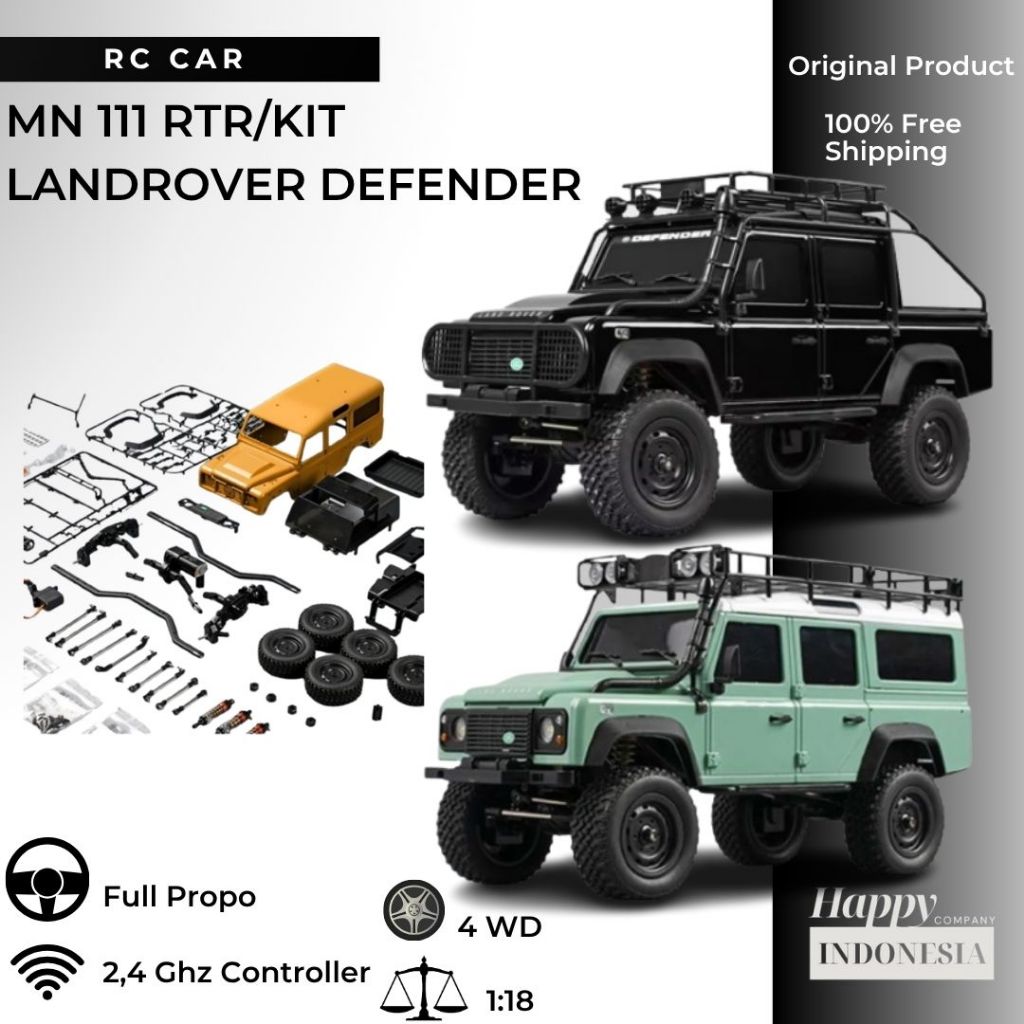 RC Car Mobil Land Rover Defender MN111 KIT MN-111 RTR D110 1/18 RC Offroad Mainan Anak Hadian Ulang 