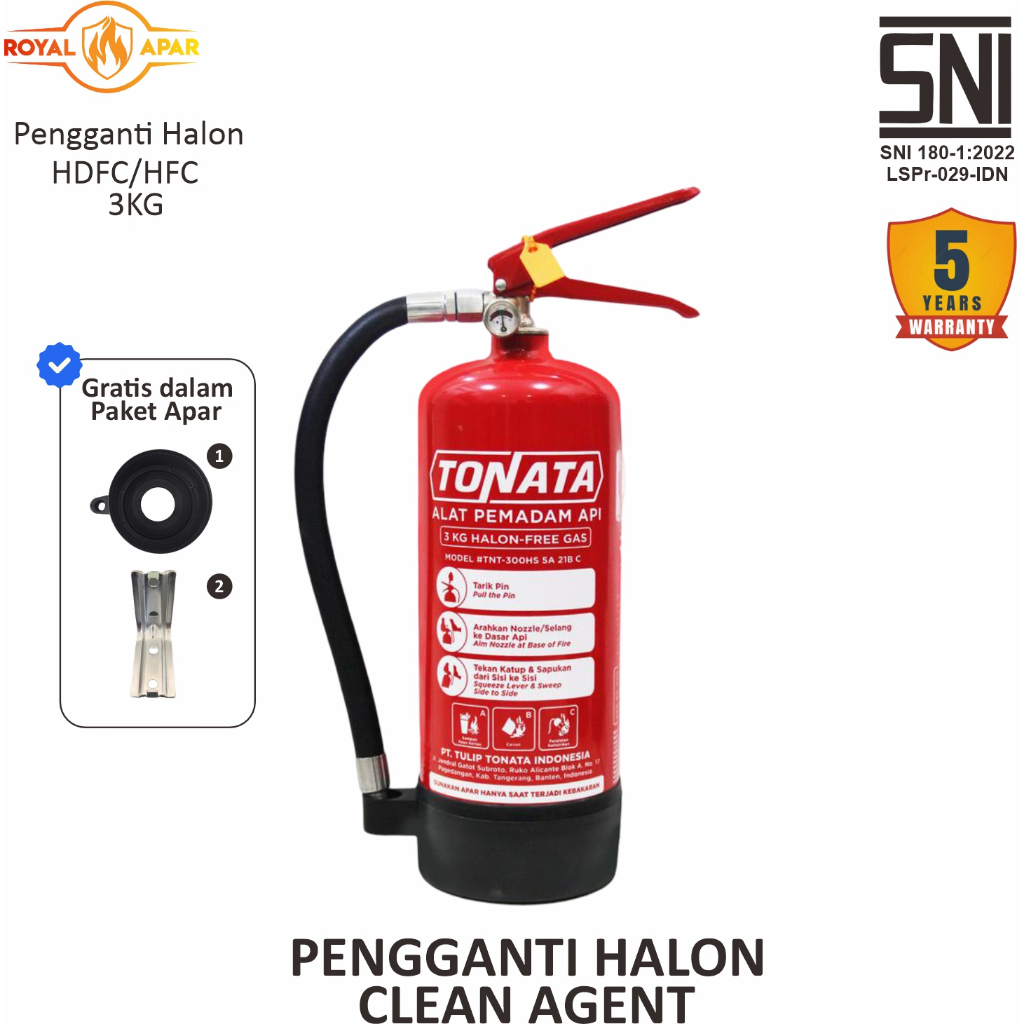 Alat Pemadam Tonata SNI / Clean Agent HCFC/HFC 3 KG