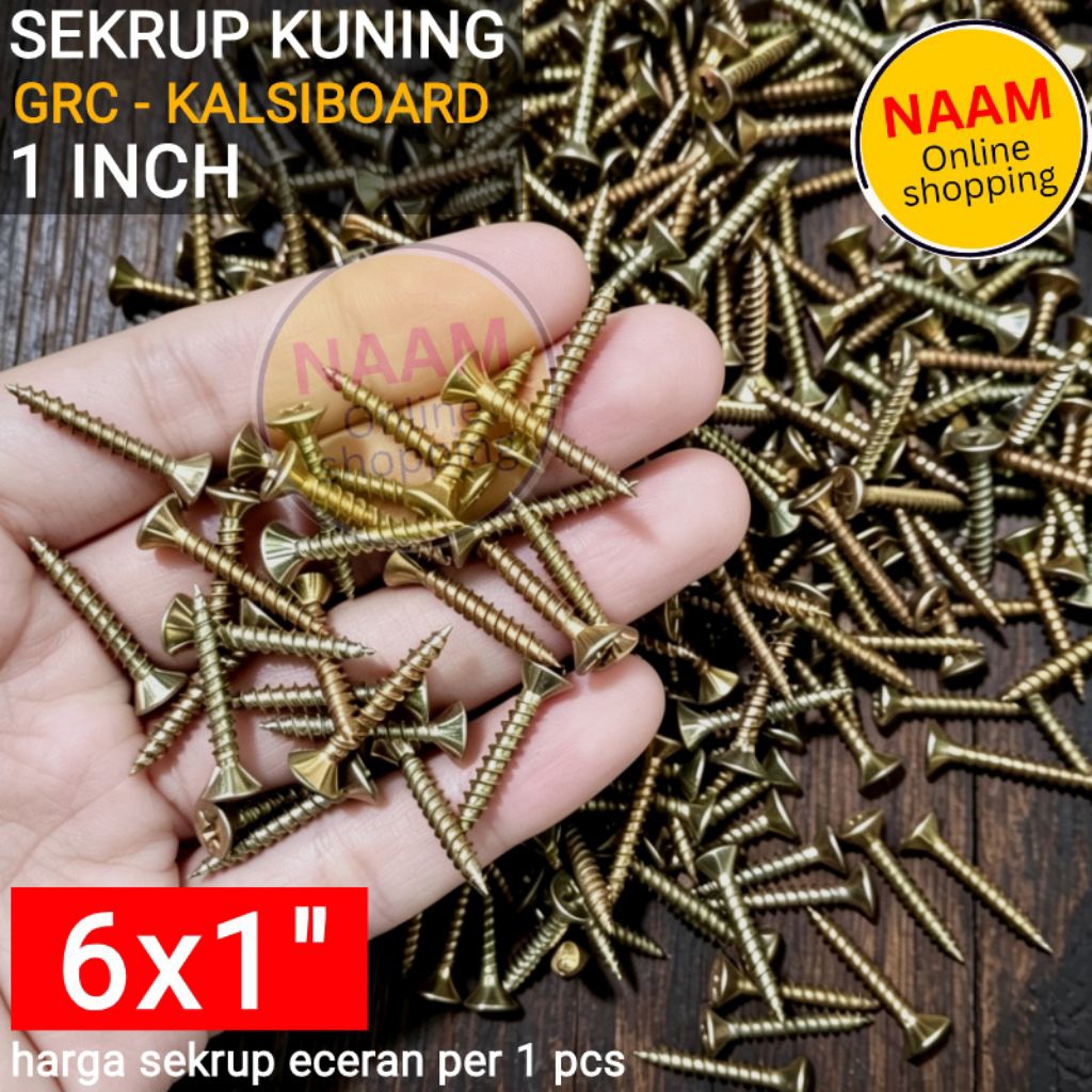 (1") SKRUP GRC / KALSIBOARD 1 INCH - BAUT SEKRUP 1 IN - BAUT FLAT SCREW 6x1 - SEKRUP GRC & CALCIBOAR