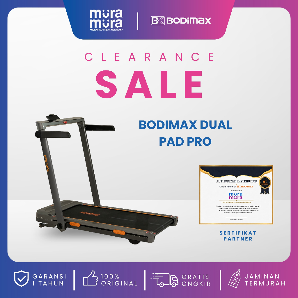 Clearance Sale Bodimax Dual Pad Pro Running Pad Treadmil Automatic Incline