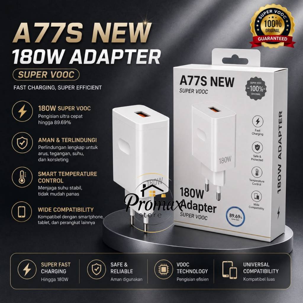 PM - Batok Charger Adaptor 180w Oppo A77S| Adaptor Kepala Charger 180watt Oppo | Adaptor Casan