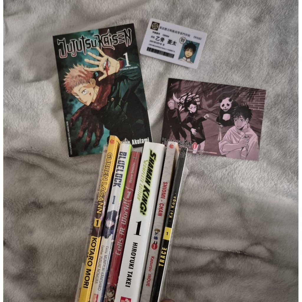 Paket Komik Manga Jilid 1 + BONUS JJK0 resmi elex postcard & ID yuta (Set 7 Seri Berbeda) Preloved