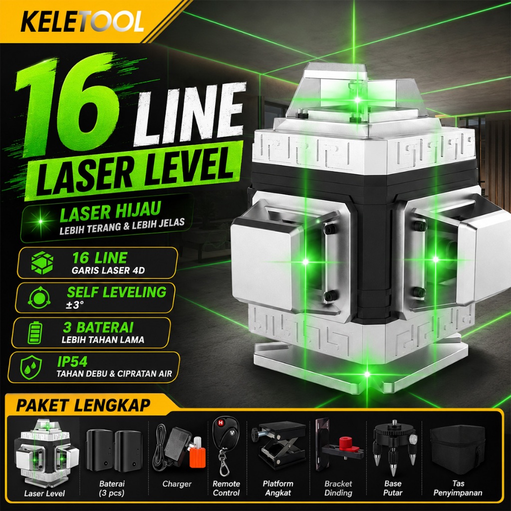 4D 16 line waterpass laser bangunan level leser bangunan keramik  timbangan Mesin Self Digital Meter