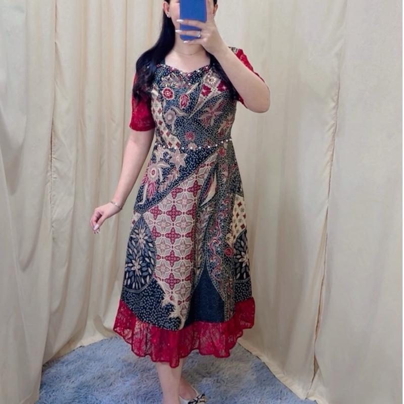 BATIK CHELSI- Gaun Dress Batik Wanita Model Chelsi Lengan Panjang untuk Acara Formal dan Kondangan