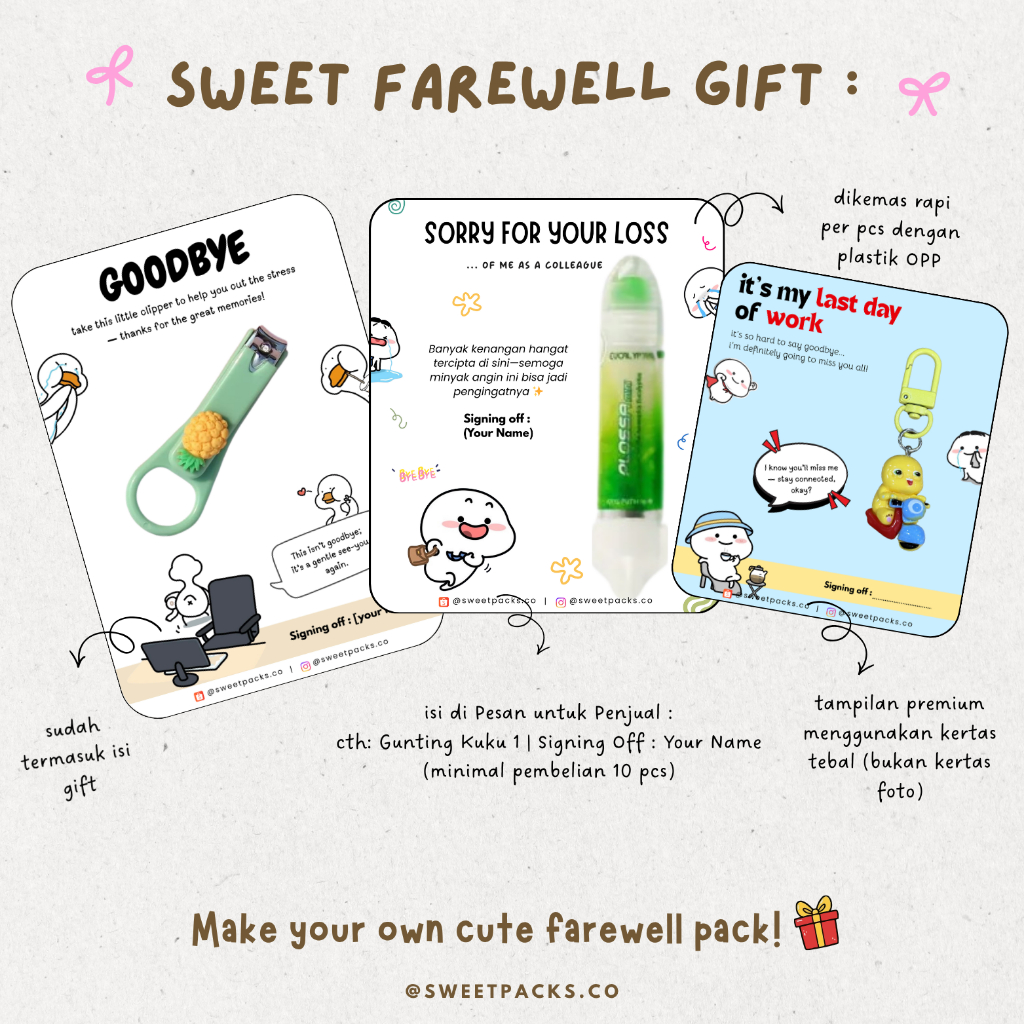 Hadiah Perpisahan Kerja / Resign Gift Custom Nama Lucu Unik – Souvenir Kantor Farewell Gift by Sweet