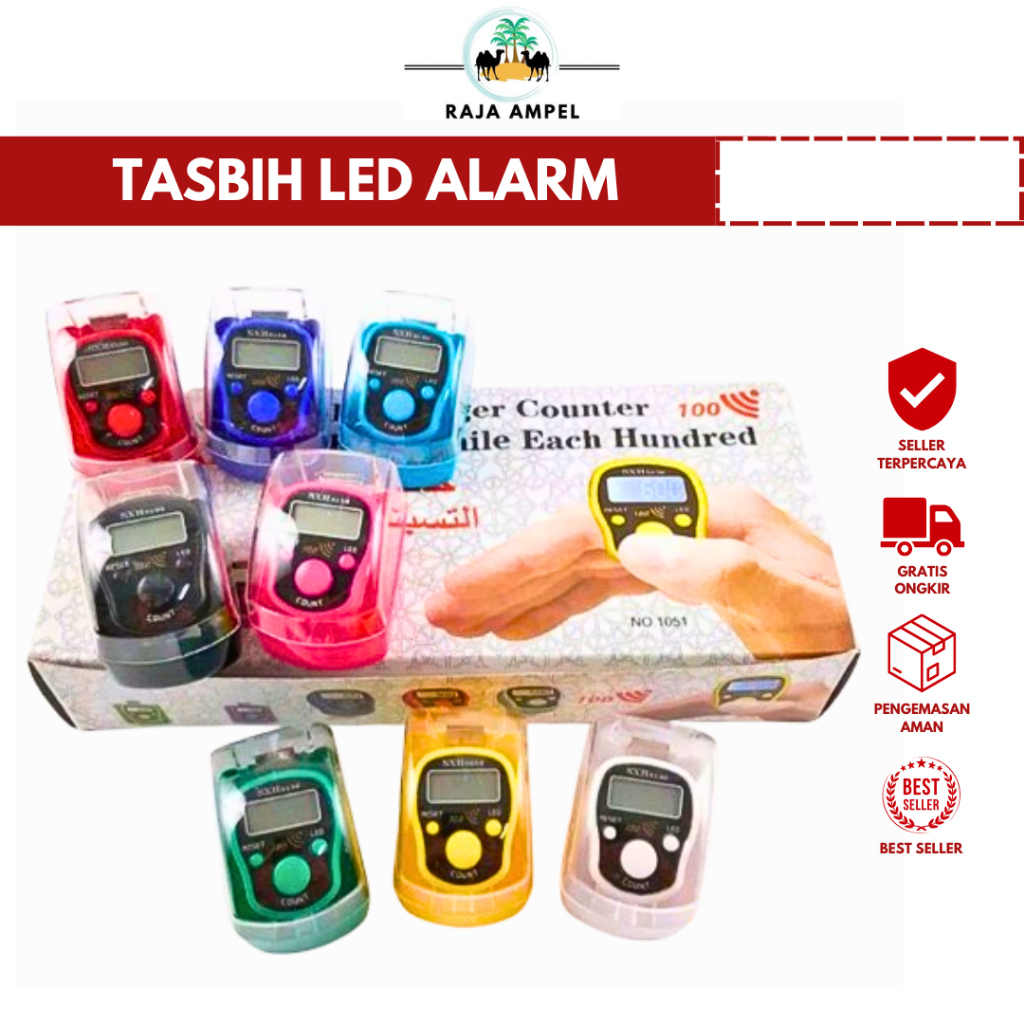Tasbih Digital LED ALARM SXH dengan Suara Alarm BUZZER Counter Bunyi Per 100 dan Lampu LED Untuk Sho